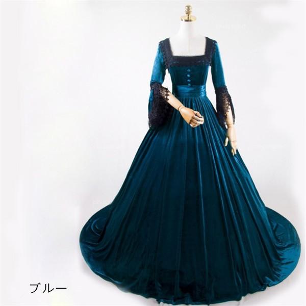 受注生産 ベロア 貴族 服ドレス 仮面舞踏会ドレス ゴシック様式 ビクトリア 風 女王 劇場 コスチューム ワンピース パーティードレス |  | 05