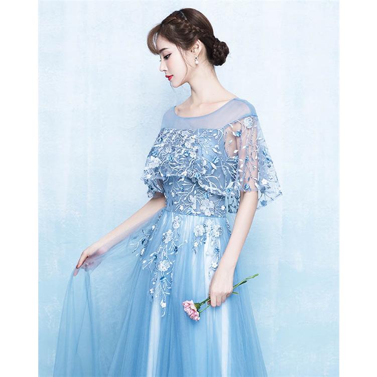 ラウンドネック ブライズメイド ワンピース ロングドレス 二次会 成人