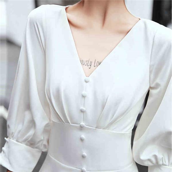 Vネック 発表会ドレス 白 演奏会用ドレス ロングドレス 結婚式