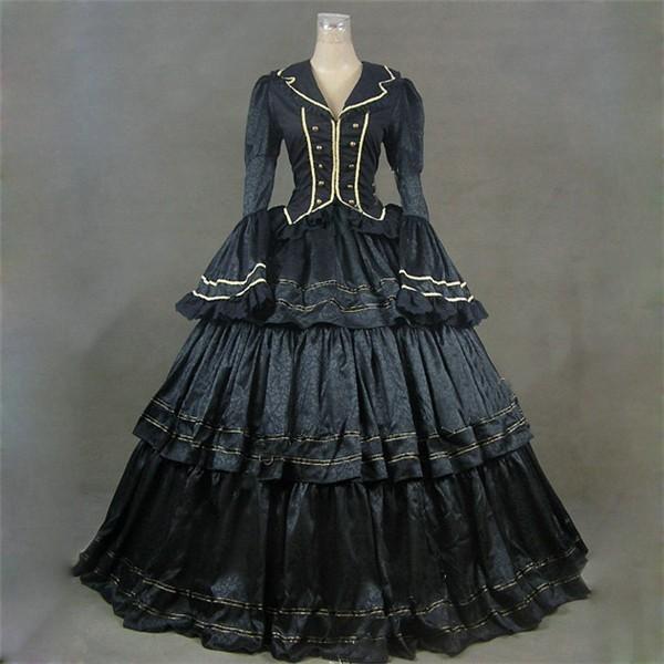 受注生産 ゴシック様式 ドレス レトロ ブラック 仮面舞踏会 ラッパ袖 宮廷ドレス ワンピース ボールガウン ホワイトドレス コスプレ サイズ指定OK |  | 01