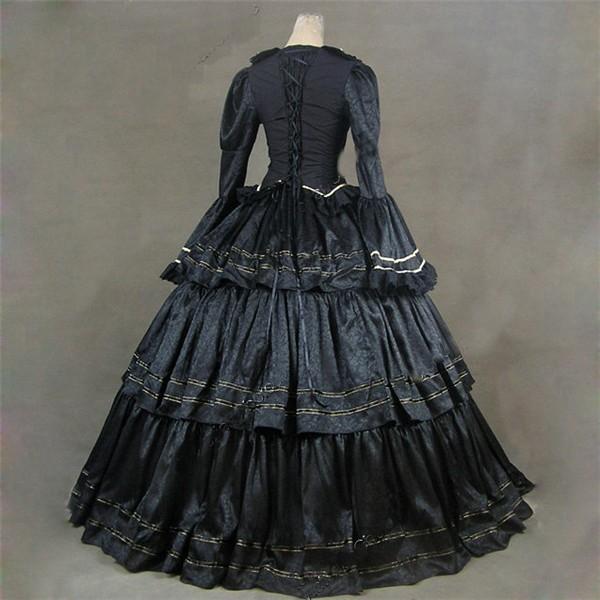 受注生産 ゴシック様式 ドレス レトロ ブラック 仮面舞踏会 ラッパ袖 宮廷ドレス ワンピース ボールガウン ホワイトドレス コスプレ サイズ指定OK |  | 02