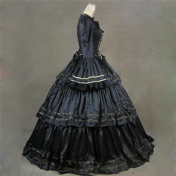 受注生産 ゴシック様式 ドレス レトロ ブラック 仮面舞踏会 ラッパ袖 宮廷ドレス ワンピース ボールガウン ホワイトドレス コスプレ サイズ指定OK |  | 03