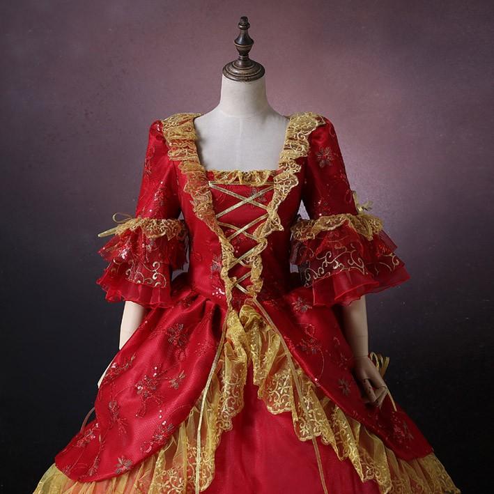 レッド貴族 服ドレス コスプレ ゴシックロリータ ロリータ 豪華ドレス パーティー コスチューム ウエディングドレス 学園祭 文化祭 舞踏会