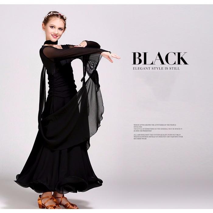 【サイズ有S/M/L/XL/2XL】ジュニア用 スタンダードドレス 社交ダンスドレス ワンピース キッズ用 子供用 社交ダンスワンピース ブラック ホワイト レッド |  | 18