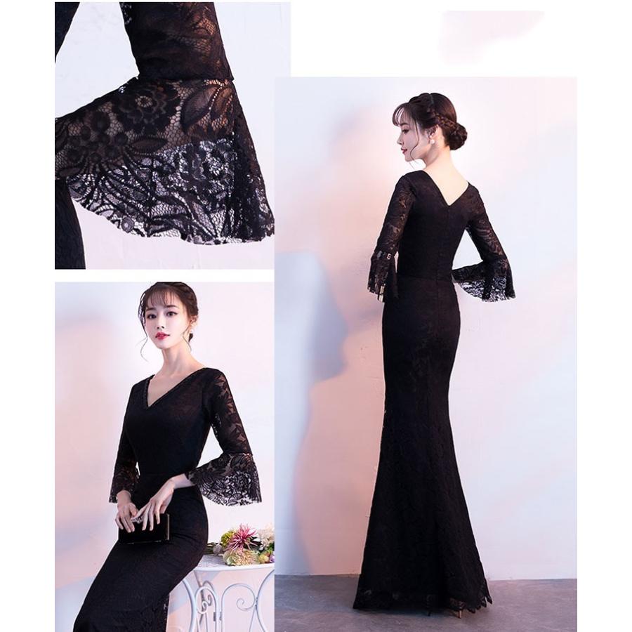 ✨美品✨DRESS BLACK 総レースフレアロングドレス　マーメイド マーメイドロングドレス 大人 ピアノ 発表会 マーメイドライン 結婚式