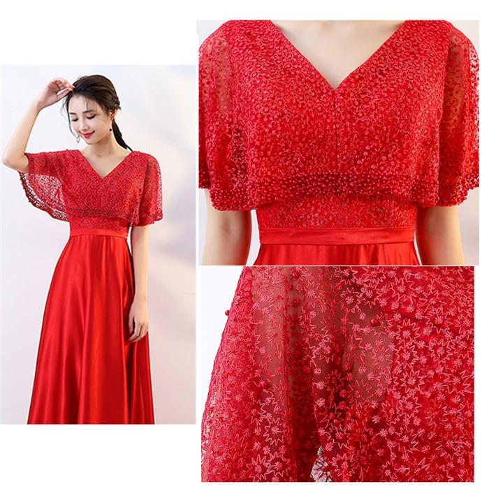 Vネック パーティードレス 司会者 二次会 花嫁 結婚式 ホテル カラー