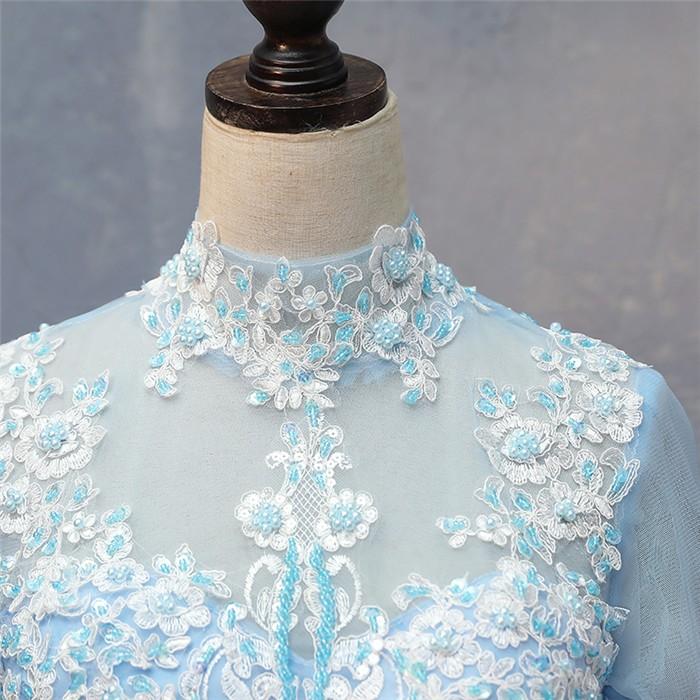 ロングドレス 演奏会 刺繍 長袖 ロング ステージ 花の妖精 カラー