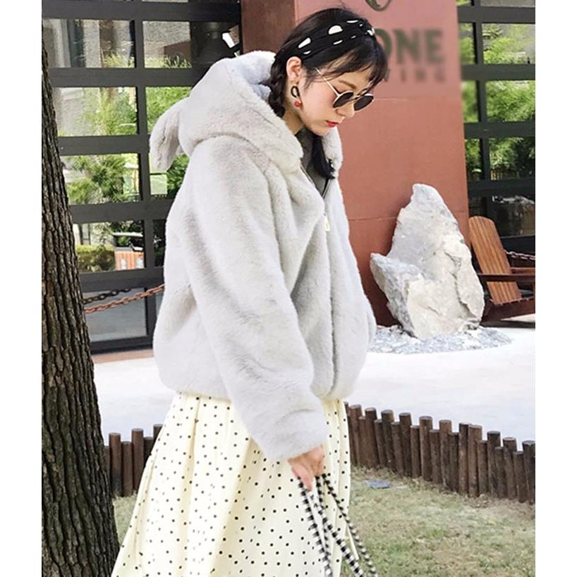 もこもこパーカー 暖かい 帽子付き フード付き グレー 灰色 ホワイト