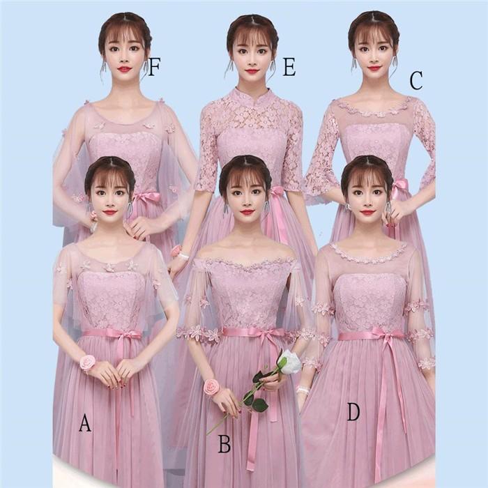 6タイプ パーティードレス ロングドレス ひざ下丈ドレス スレンダーライン 花嫁の介添えドレス ブライズメイド レースドレス 結婚式フォーマル |  | 03