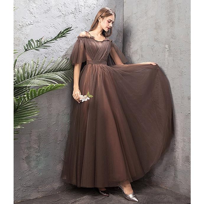 第1位獲得 ブライズメイド ドレス ロング 4タイプ ブラウン ドレス 大人 ピアノ 発表会 ロングドレス 母親 結婚式 ワンピース 花嫁 Aライン フレア 超目玉 Dududustore Com Br