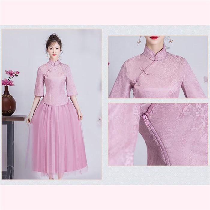 ブライズメイドドレス お揃いドレス ロングドレス ピンク グレー あずき トップス スカート 花嫁の介添えドレス 二次会 発表会 |  | 11