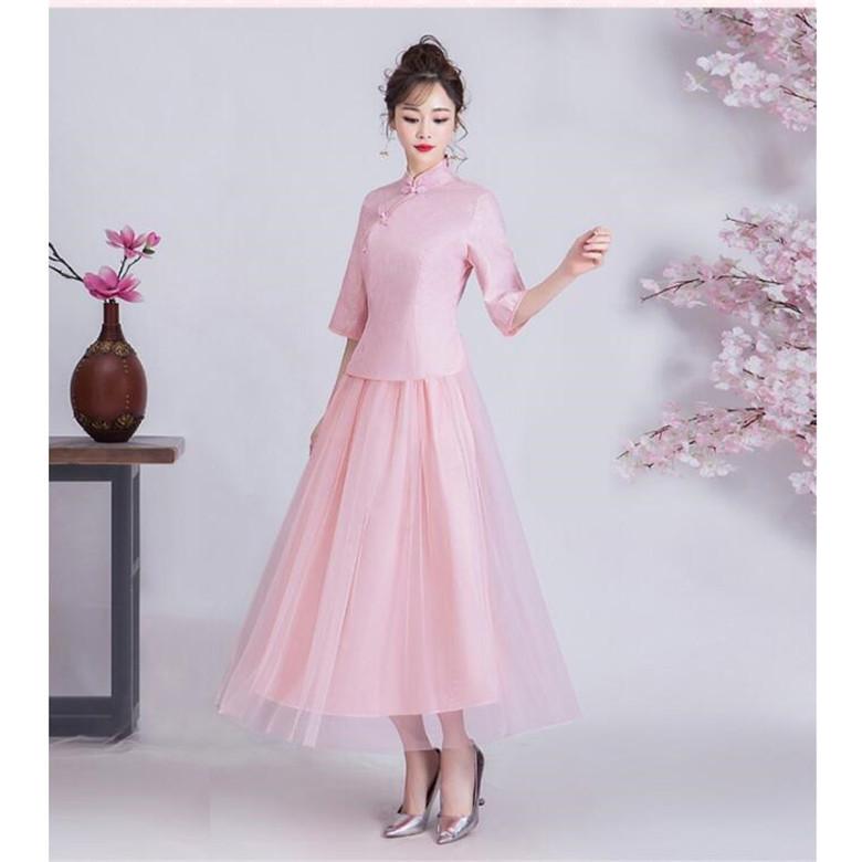 ブライズメイドドレス お揃いドレス ロングドレス ピンク グレー あずき トップス スカート 花嫁の介添えドレス 二次会 発表会 |  | 12