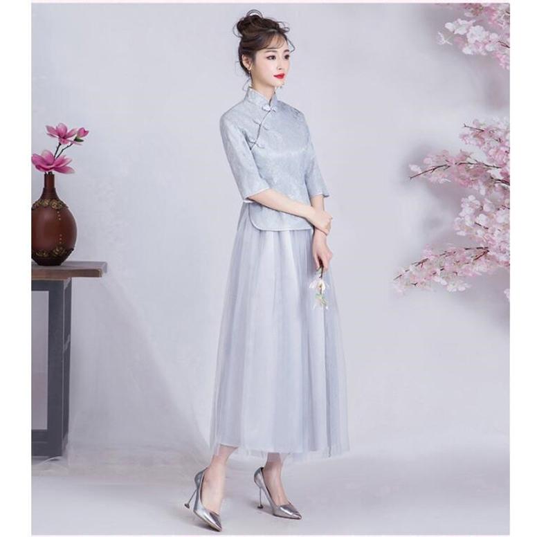 ブライズメイドドレス お揃いドレス ロングドレス ピンク グレー あずき トップス スカート 花嫁の介添えドレス 二次会 発表会 |  | 08