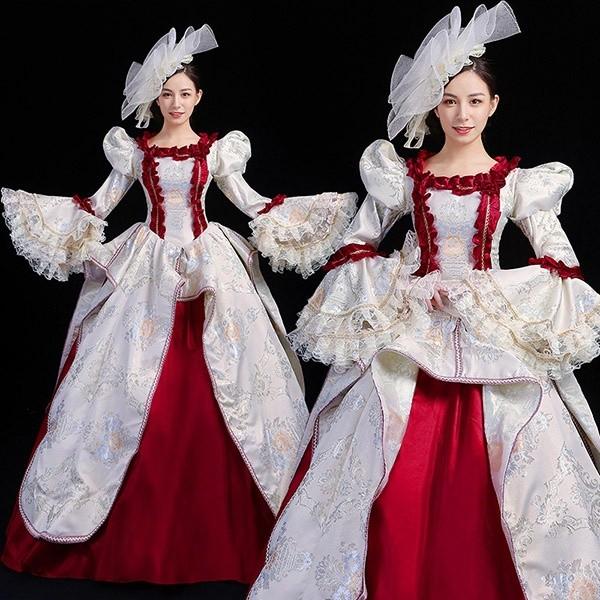 貴族 ドレス ステージ衣装 舞台衣装 オペラ声楽 中世貴族風 お姫様ドレス クリスマス パーティー 中世 ファスナータイプ