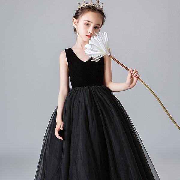 子供ドレス ピアノ発表会 ワンピース 女の子 ロング丈 ノースリーブ