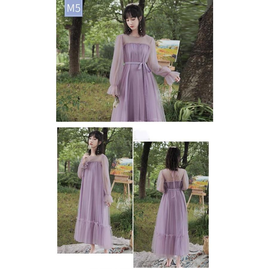 5タイプ ブライズメイドドレス パープル 花嫁 二次会 パーティー