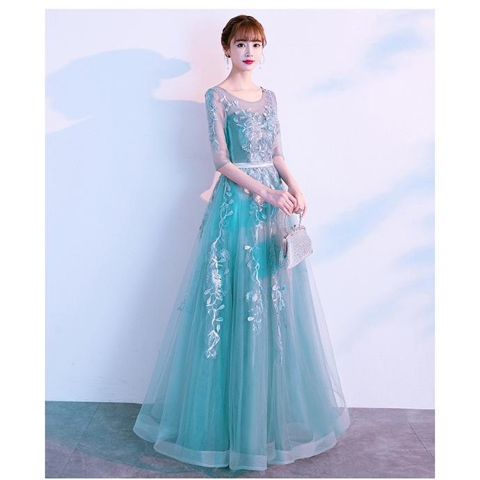 ドレス 大人 ピアノ 発表会 パーティードレス ロングドレス 演奏会 結婚式 ワンピース 成人式ドレス 同窓会 ドレス 5分袖 袖あり 呼ばれ da854y6フルグレース 通販