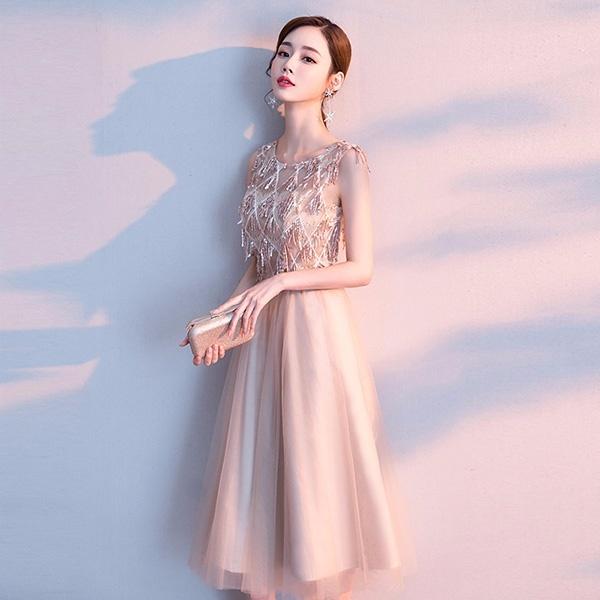 【S/M/L/XL/2XL/3XL】パーティードレス 大人 ピアノ 発表会 ノースリーブ フォーマル 結婚 式 ドレス ファスナータイプ ワンピース ミモレ丈 大人_3