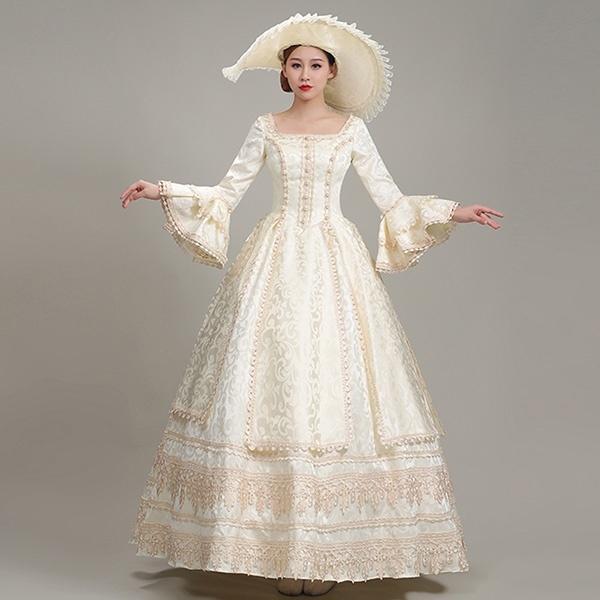 ロングドレス 貴族ドレス 58 Off お姫様ドレス 中世ヨーロッパ ステージ サーキュラーカフス 舞台衣装 撮影 帽子付き プリンセスライン ワンピース