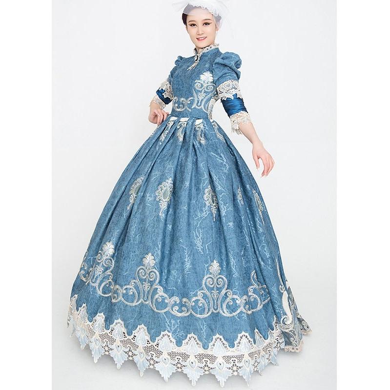 新着商品 ロングドレス 貴族ドレス お姫様ドレス 中世ヨーロッパ パフスリーブ 長袖 刺繍 プリンセスライン 髪飾り付き 貴族風 舞台衣装 お客様満足度no 1 Www Kaneorthotics Co Nz