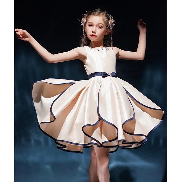 プリンセス ドレス 女の子 コスプレ リボン ノースリーブ ピアノ発表会 子供ドレス ノースリーブ ロングドレス ワンピース