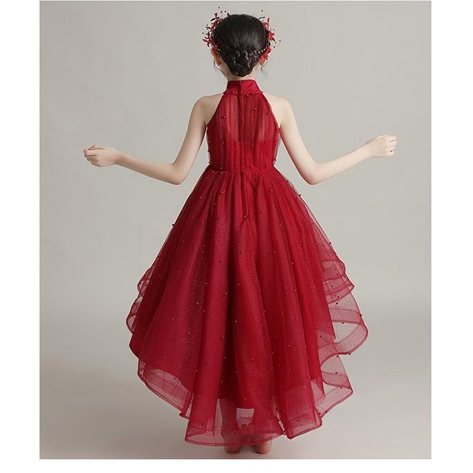 キッズドレス ピアノ発表会 子供ドレス ホルターネック ショート丈