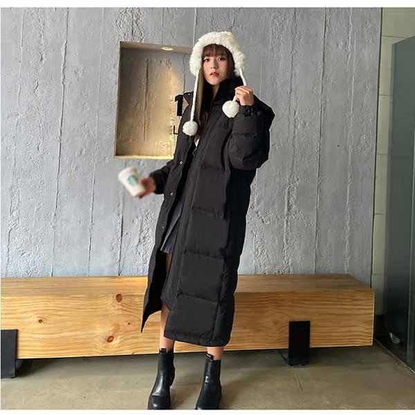 ダウンコート 超ロング ダウンジャケット Aライン フード有り 撥水