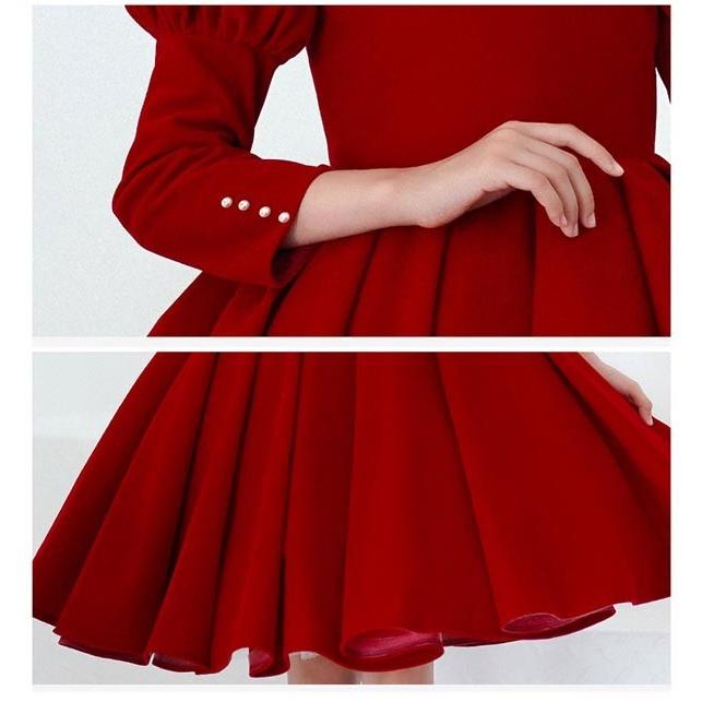 キッズ ドレス パーティー 長袖 お姫様 ショート丈 ワンピース