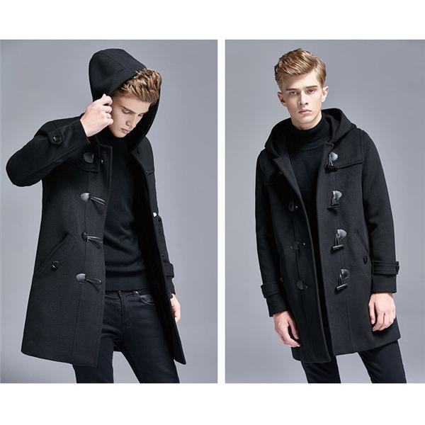 ダッフルコート メンズ 学生 男子 軽い 冬コート 無地 フード付き