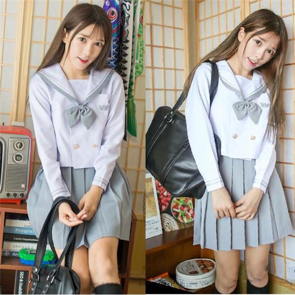 セーラー服 シャツ フリルスカート女の子 長袖 制服 S M L XL セーラー服 シャツ フリルスカート女の子 長袖 制服 S M L XL