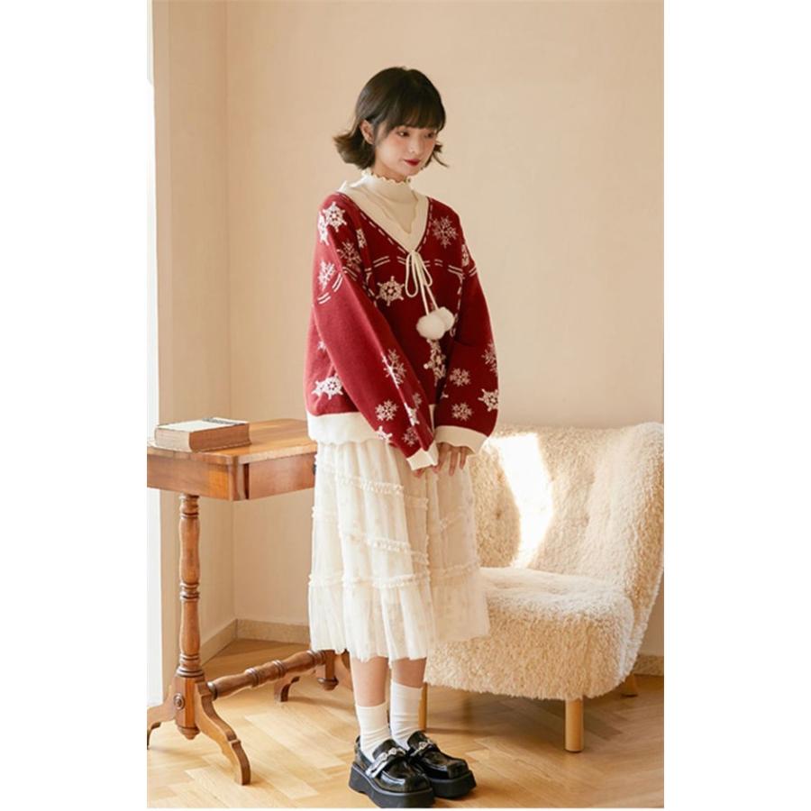 セーター レディース クリスマスセーター ニット Xmas Christmas サンタ服 トップス ゆったり 秋冬 おしゃれ 可愛い レッド ホワイト |  | 09