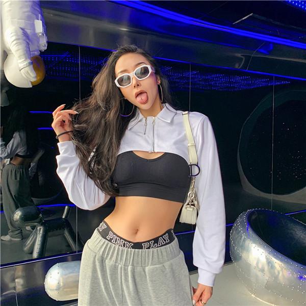 トップス レディース ショート丈 パーカー ヒップホップ スウェット オーバーサイズ 短丈 お腹見せ ストリートダンス 春 夏 秋 ウエア |  | 05