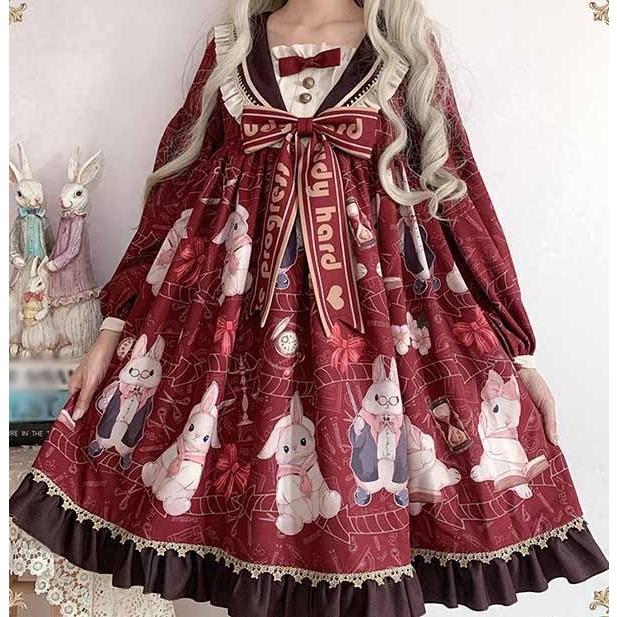 ロリータ ワンピース Aライン Lolita クリスマス レディース コスチューム 衣装 ゆめかわいい フリル パーティ お茶会 学園祭 文化祭の画像