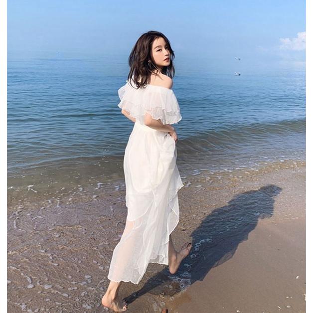 【送料無料】白ワンピース 大人可愛い 夏 フリル ロング丈 夏ワンピ 4WAY オフショルダー 肩だし フレア ホワイト 可愛い Aライン レディース きれいめ おしゃれ ハワイ 結婚式 リゾートワンピ 旅行 デート ピュアホワイト dd092g5g5c0 白ワンピース 大人可愛い 夏 フリル ロング丈 夏ワンピ 4WAY オフ