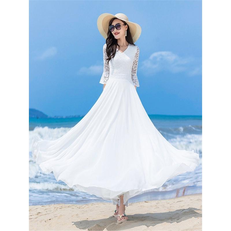 白ワンピース 大人可愛い 夏 Vネック ロング丈 夏ワンピ 半袖 白ワンピース 大人可愛い 夏 Vネック ロング丈 夏ワンピ 半袖