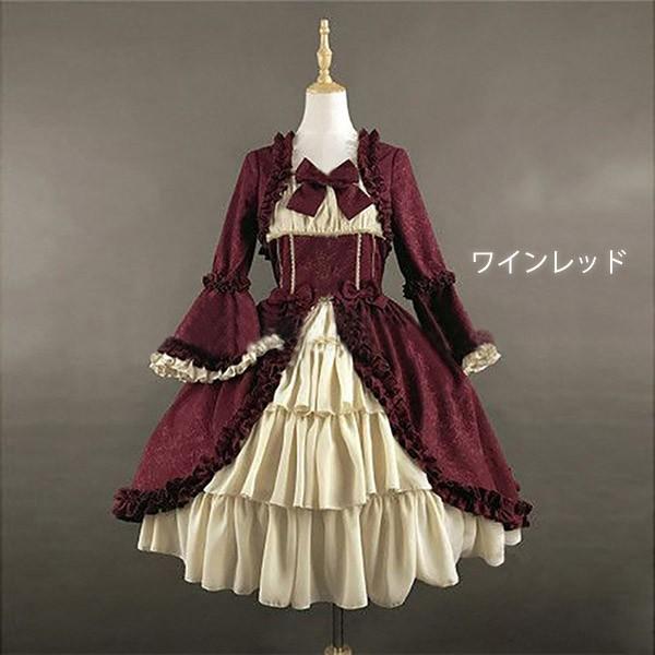ロリータ ビッグカラー ワンピース クラロリ 単品 ゴスロリ リボン 