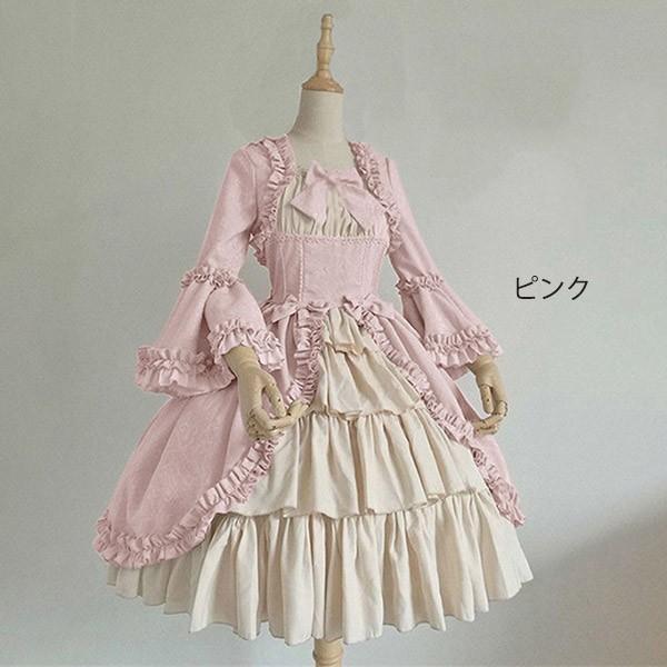 ロリータ ビッグカラー ワンピース クラロリ 単品 ゴスロリ リボン