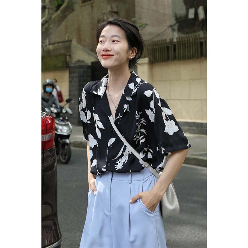 アロハシャツ レディース トップス 開襟シャツ 花柄 ゆったり 半袖