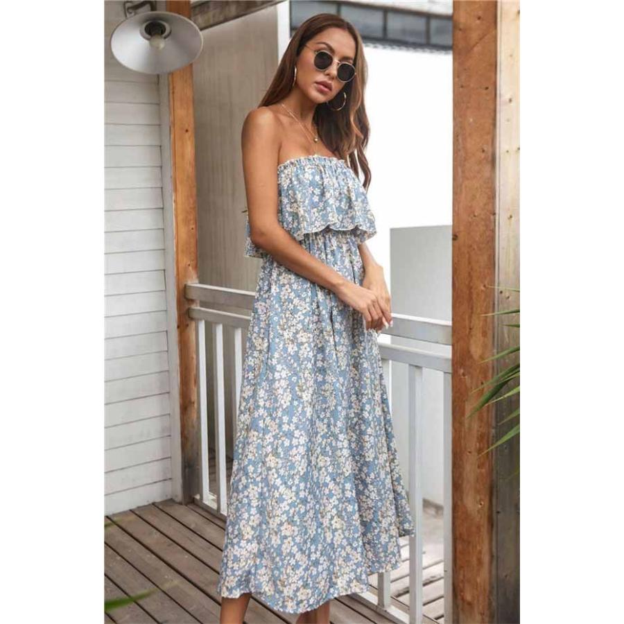 リゾートワンピ  フリル 花柄 沖縄 夏 おしゃれ 大人可愛い ワンピ フリル S M L XL ファッション リゾートワンピース マキシワンピース |  | 05