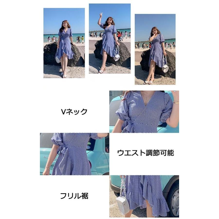 ワンピース 花柄 ぽっちゃり 夏ワンピ シフォン リゾートワンピ 大きい