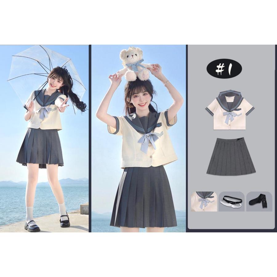 セーラー服 卒業式 女の子 制服 学生制服 5点セット 半袖女子高生スカート 制服コスプレ レディース 高校生 お受験 結婚式 発表会 |  | 01