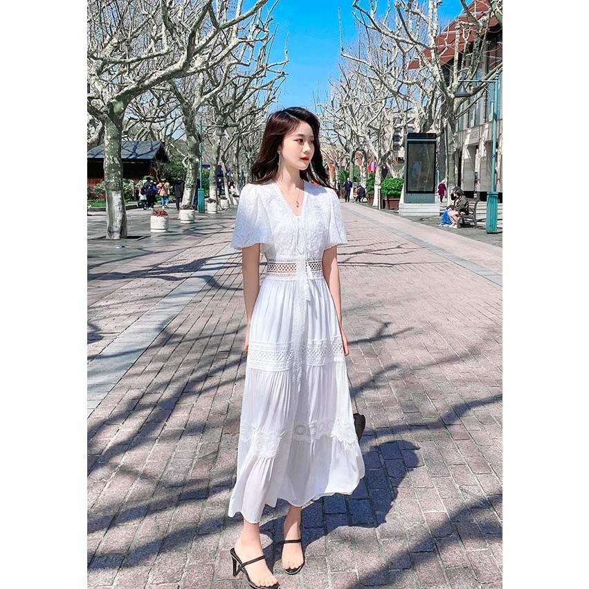 白ワンピース ハワイアン リゾートワンピース 大人可愛い 夏ワンピース