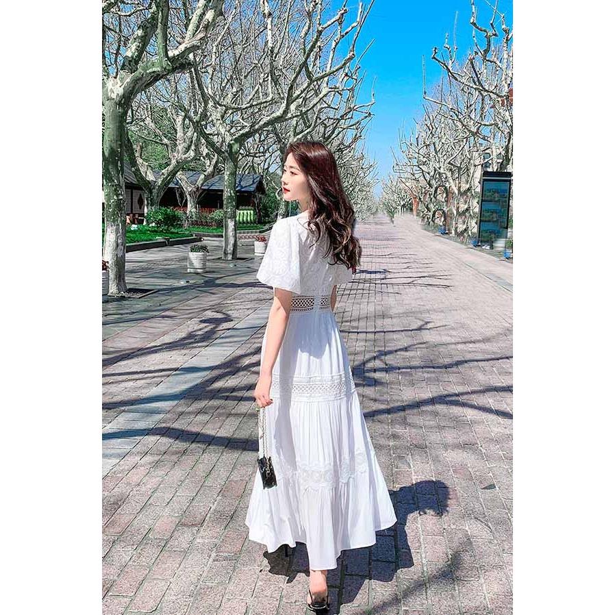 白ワンピース ハワイアン リゾートワンピース 大人可愛い 夏ワンピース