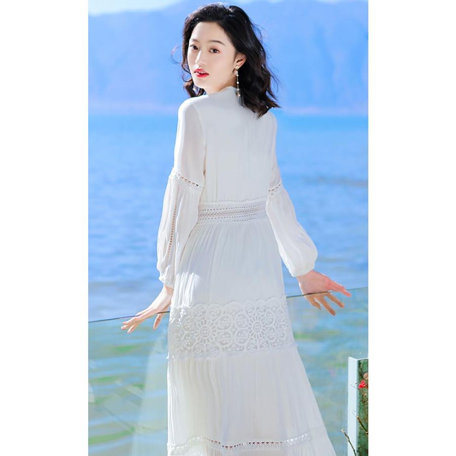 白ワンピース リゾートワンピース 大人可愛い 夏ワンピース リゾート