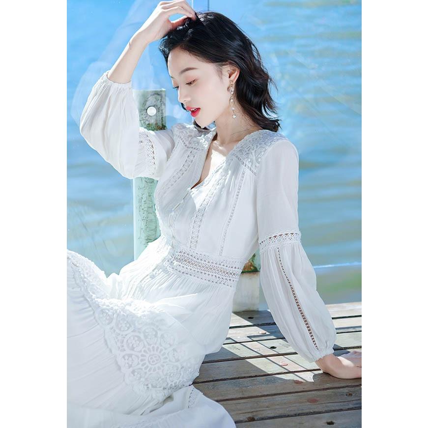 白ワンピース リゾートワンピース 大人可愛い 夏ワンピース リゾート