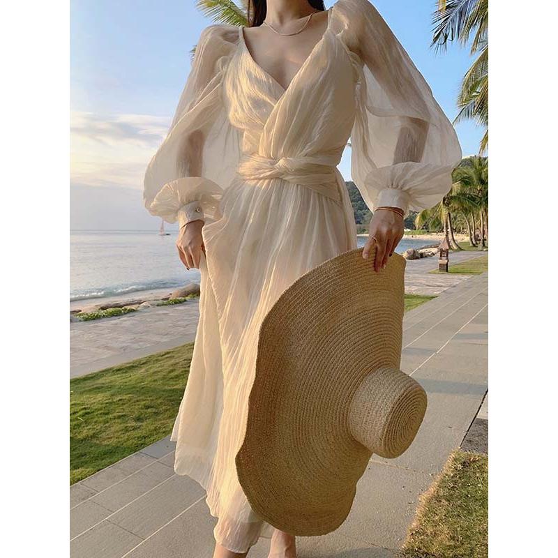 リゾートワンピース 大人可愛い 夏ワンピース リゾートワンピ クロス