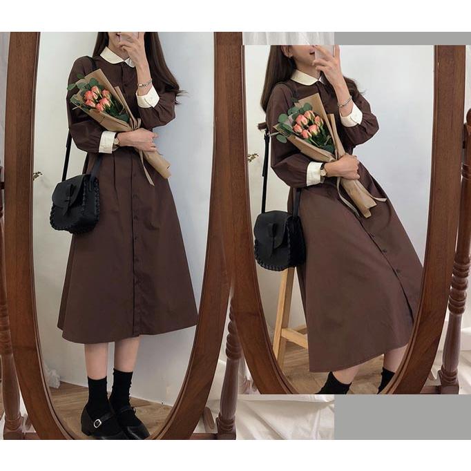 ワンピース 学生 通学 韓国ファッション おしゃれ 可愛い ロング