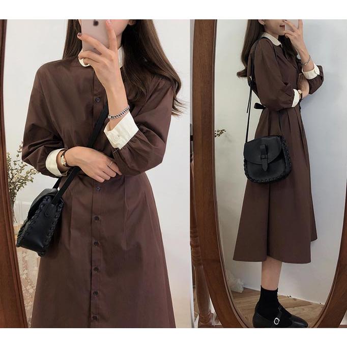 ワンピース 学生 通学 韓国ファッション おしゃれ 可愛い ロング