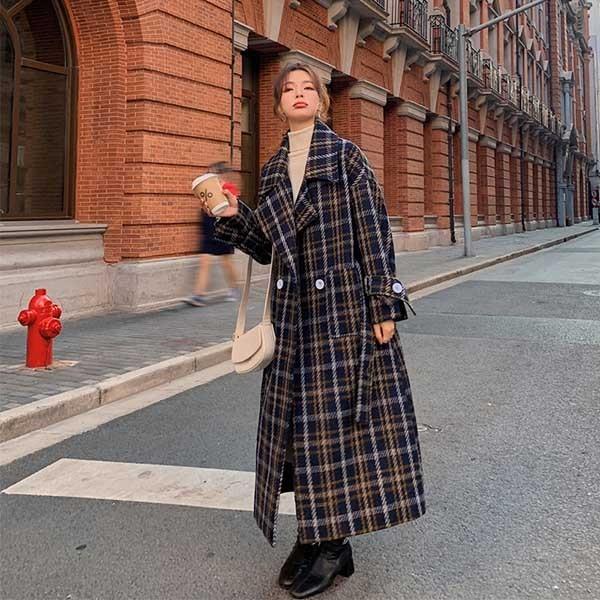 チェスターコート チェック柄 レディース ロングコート コクーンコート