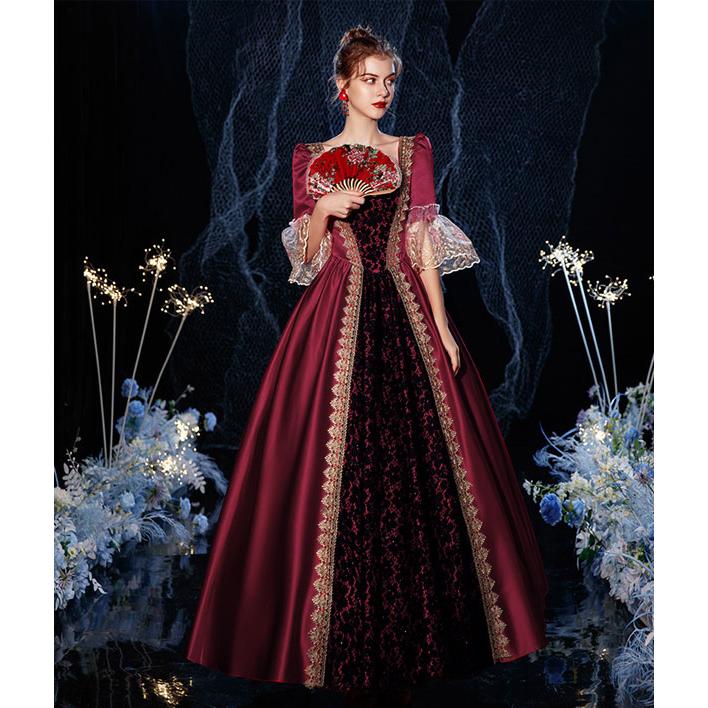 貴族ドレス お姫様 女王様 ロングドレス カラードレス ステージ衣装